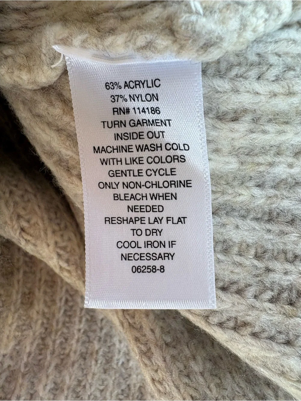Liz Claiborne Cream Cable Knit Turtleneck Sweater with Side Buttons
